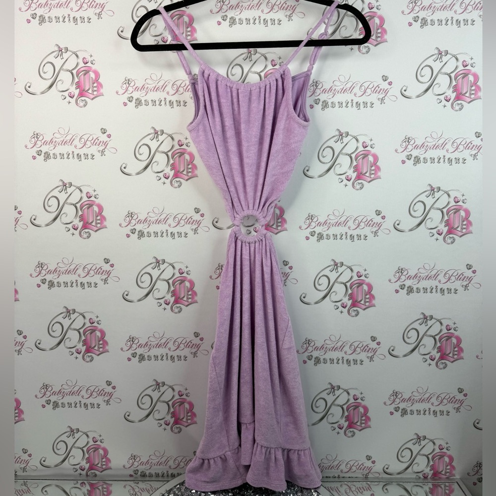 MAJORELLE dress cut out sides Oring detail terry cloth towel Lavender Dress